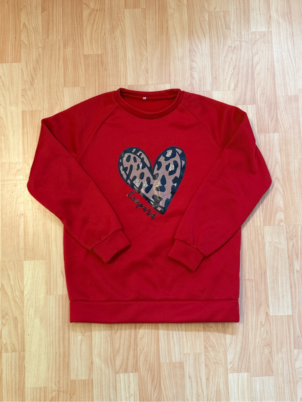 Women’s Red Leopard Heart Sweatshirt - Small